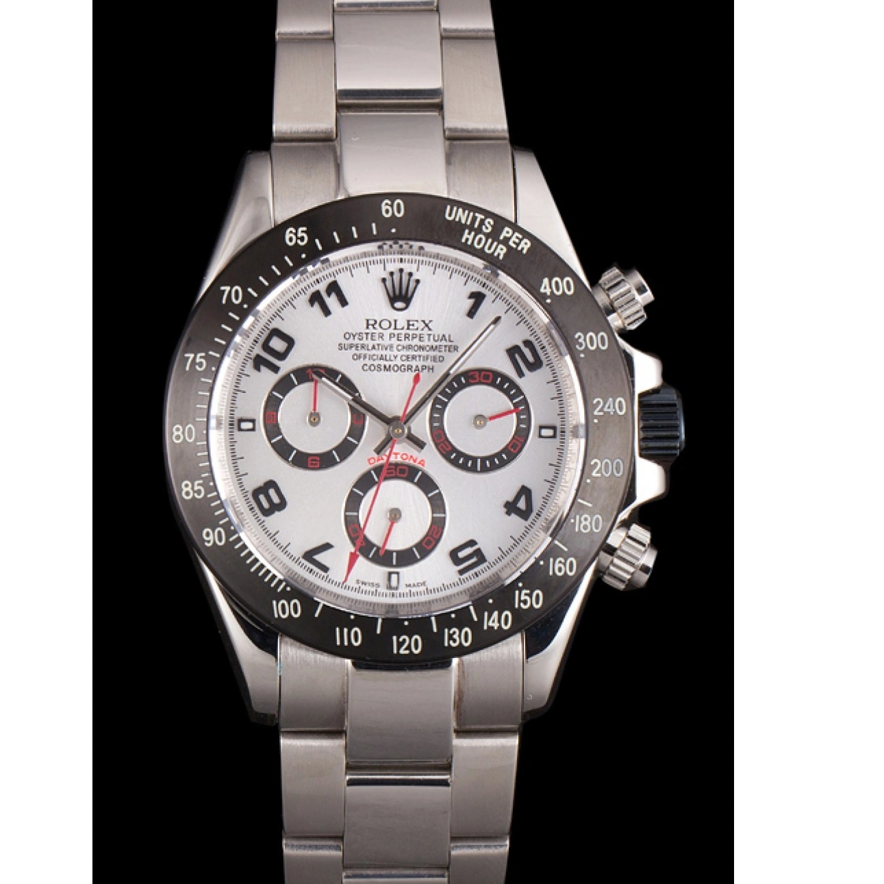Rolex Enameled Daytona Dial Black Silver Stainless Steel 1027